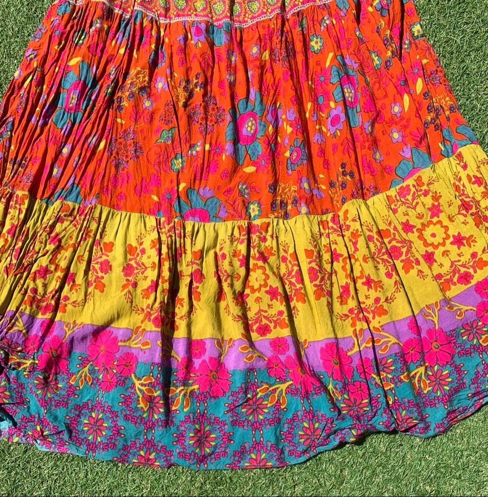 Natural Life Patricia Patchwork Floral BOHO maxi DRESS sz M - Picture 4 of 9